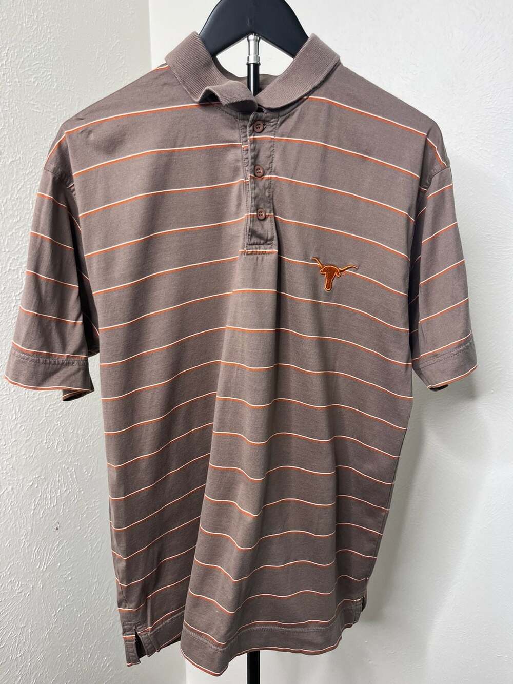 University Co-op Texas Longhorns Men’s Striped Polo Shirt Burnt Orange College G